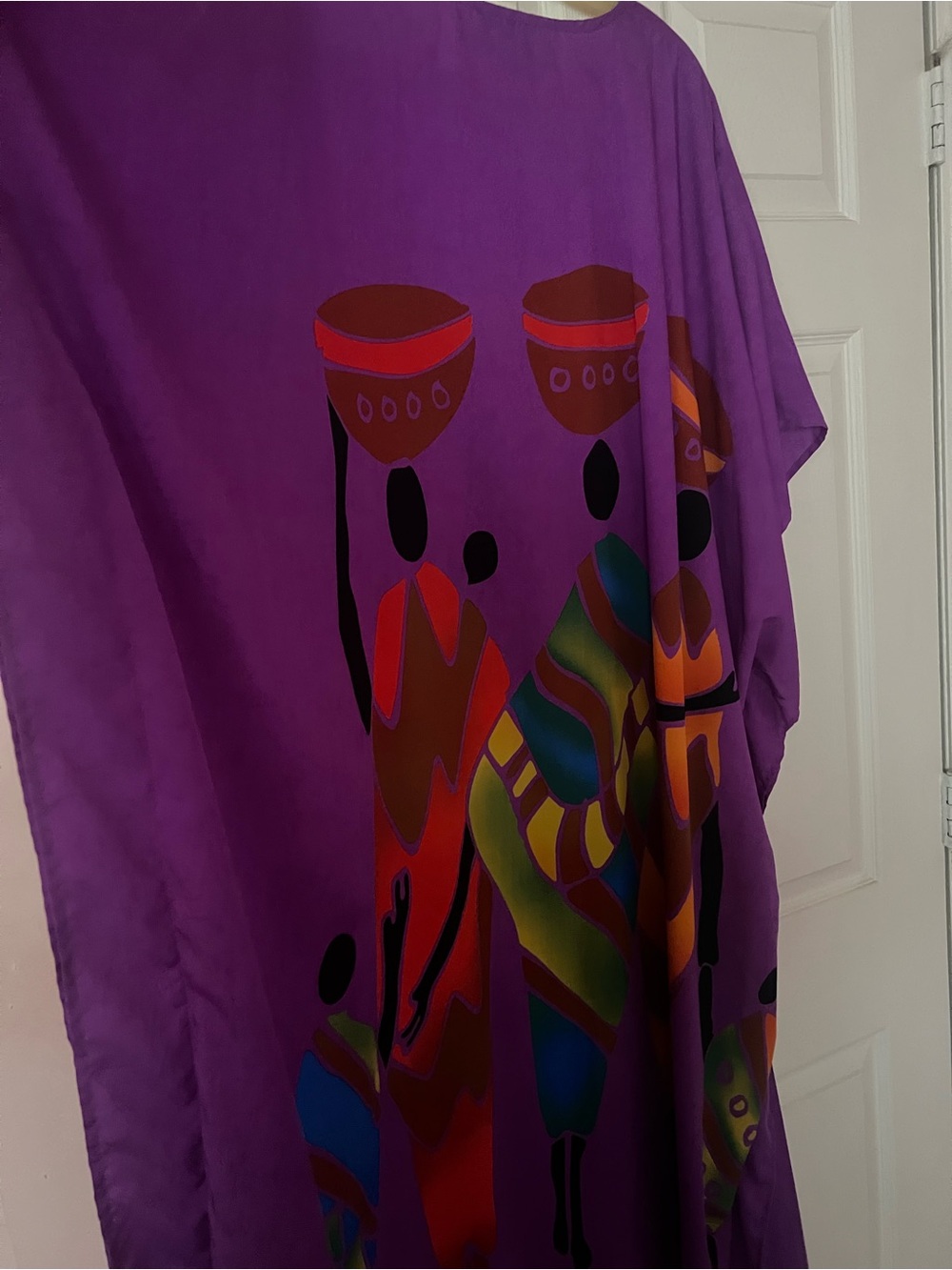 Purple Maxi Dress with Colorful Ethnic Print